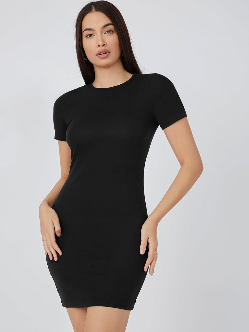 BASICS Vestido ajustado algodon unicolor