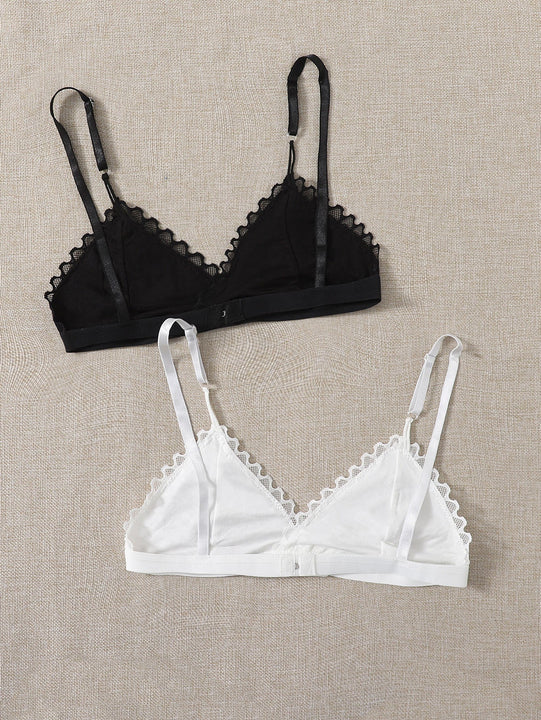 Conjunto De Sosten De Encaje Festoneado De 2 Piezas