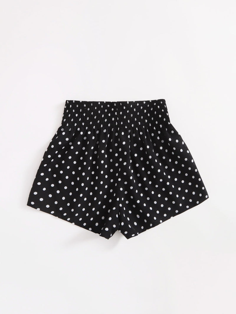 WYWH Shorts de lunares de cintura fruncido