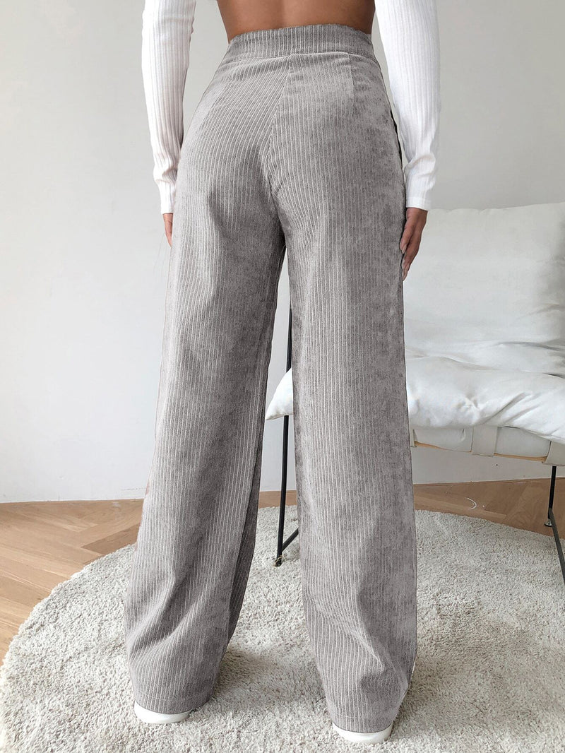 EZwear Pantalones de pierna ancha de cable de cintura alta