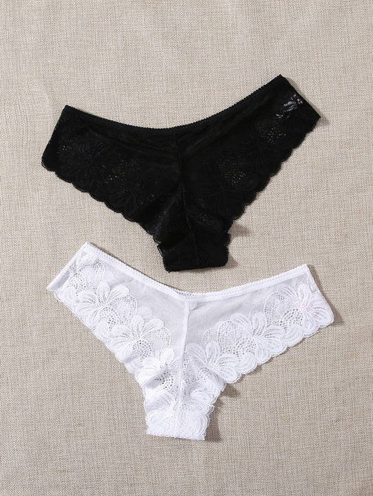 Conjunto De Ropa Interior De Encaje Floral De 2 Paquetes