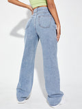 Jeans de talle alto de pierna ancha