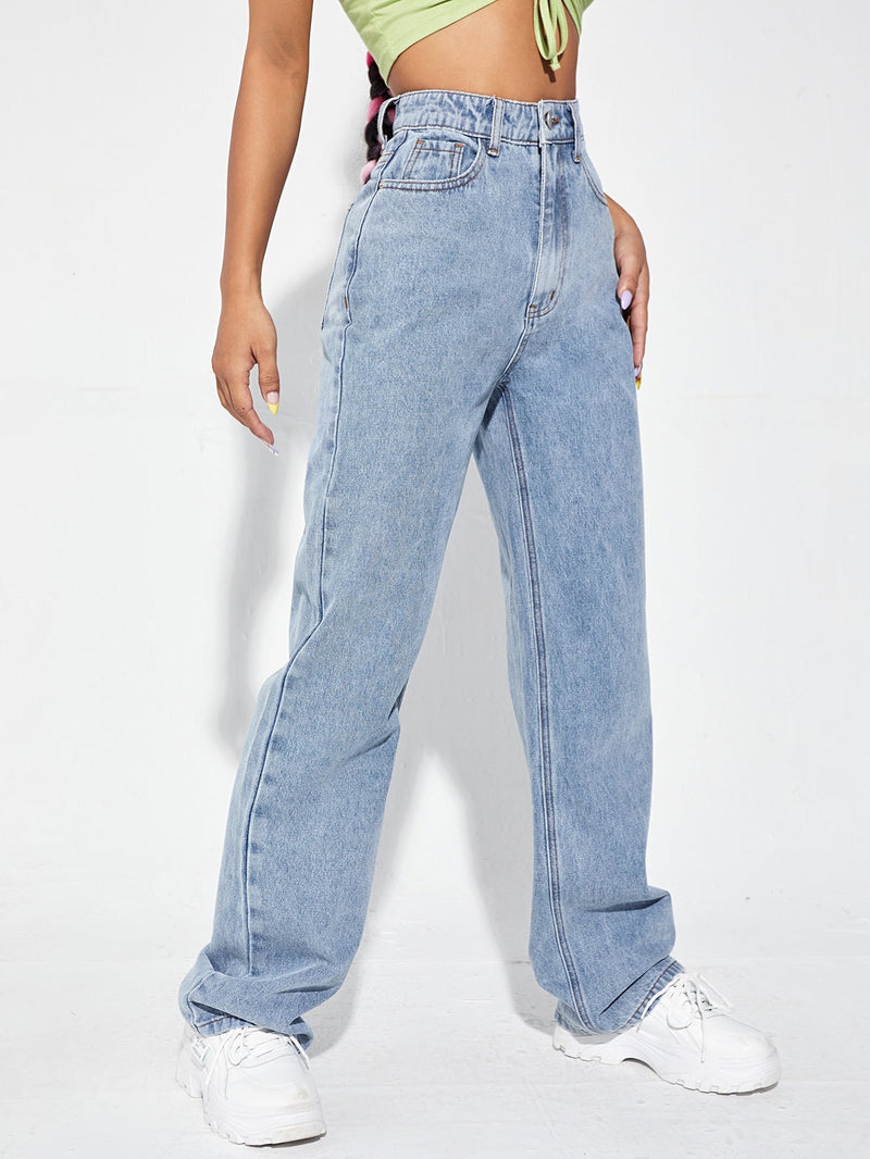 Jeans de talle alto de pierna ancha