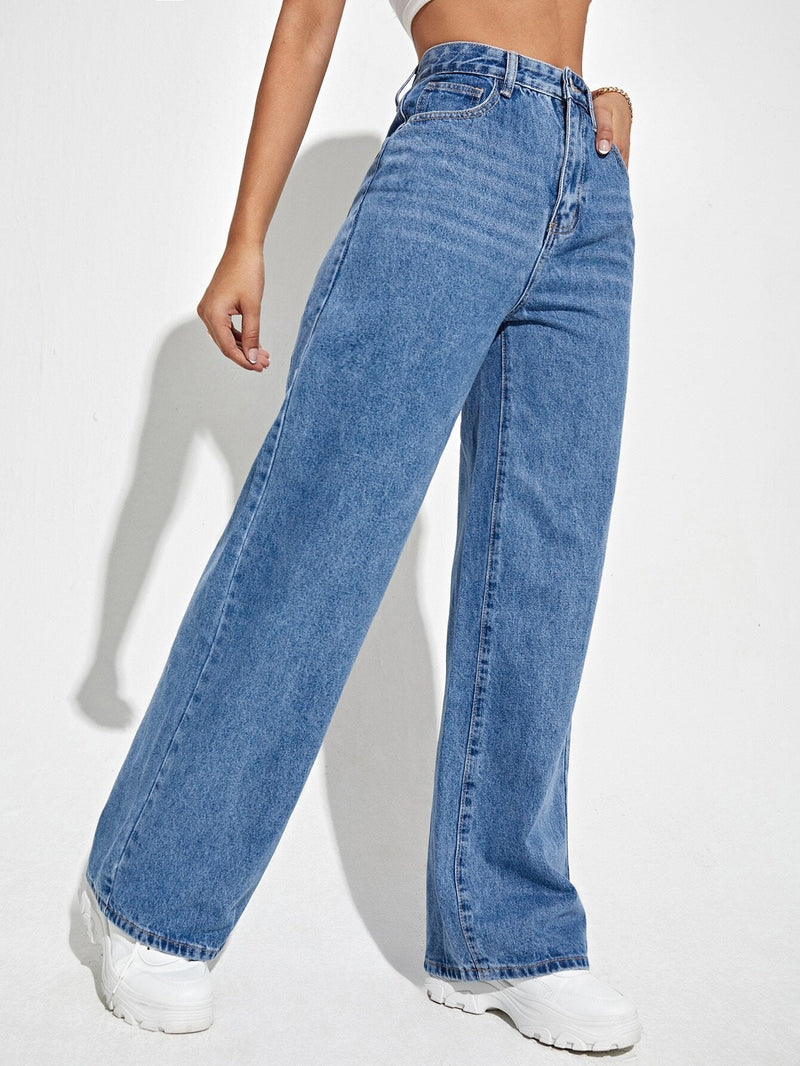 EZwear Jeans de talle alto de pierna ancha