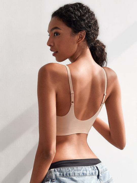 Sujetador unicolor inconsutil con estiramiento alto microfibra