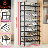 Organizador de zapatos resistente para tenis talla 18-24, diseño moderno que ahorra espacio con 6/7/8 niveles, almacenamiento de tela multicapa, fácil de armar y portátil para guardar tacones y botas, ideal para entradas