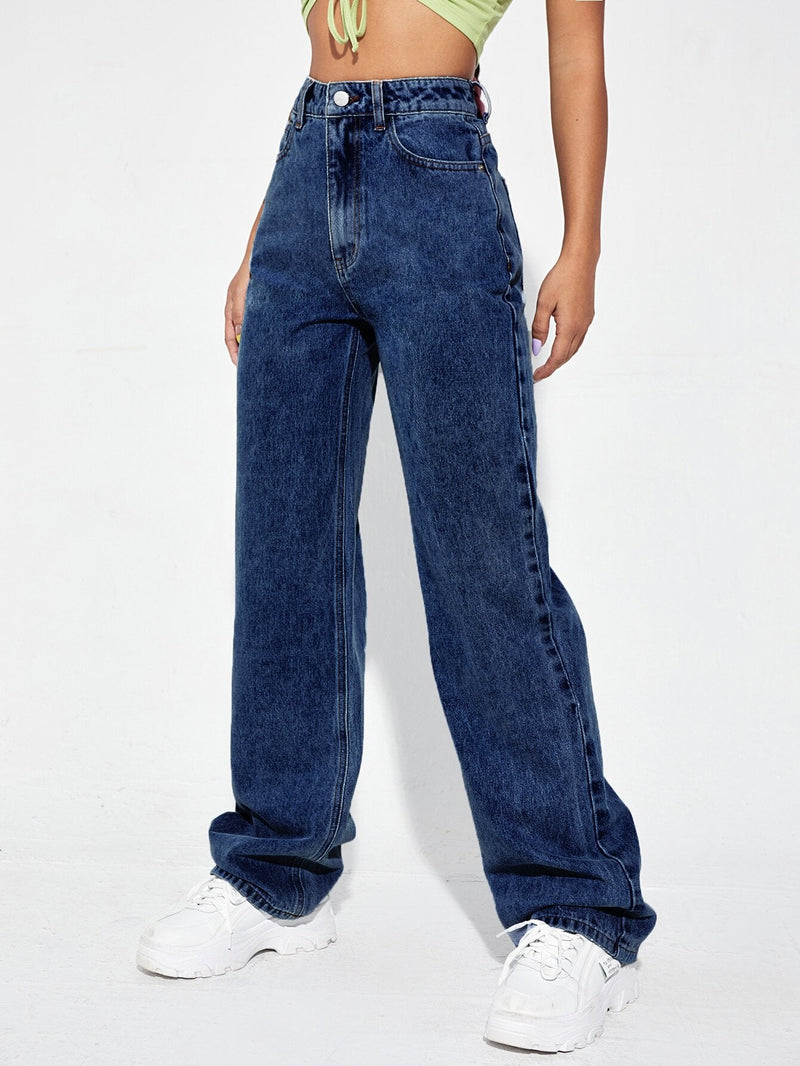 EZwear Jeans de talle alto de pierna ancha