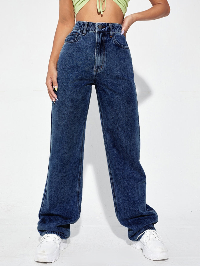 EZwear Jeans de talle alto de pierna ancha