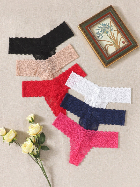 Underwear&sleepwear basics paquete de 6 tangas de encaje floral