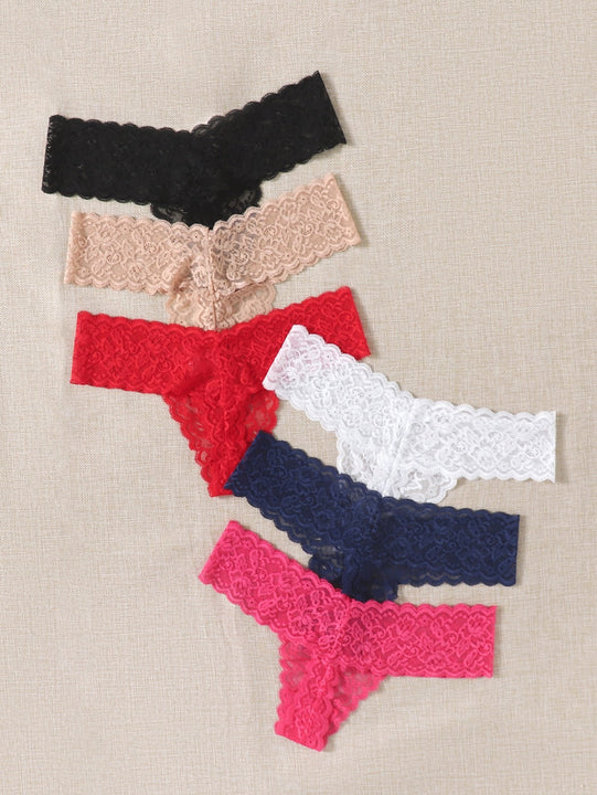 Underwear&sleepwear basics paquete de 6 tangas de encaje floral