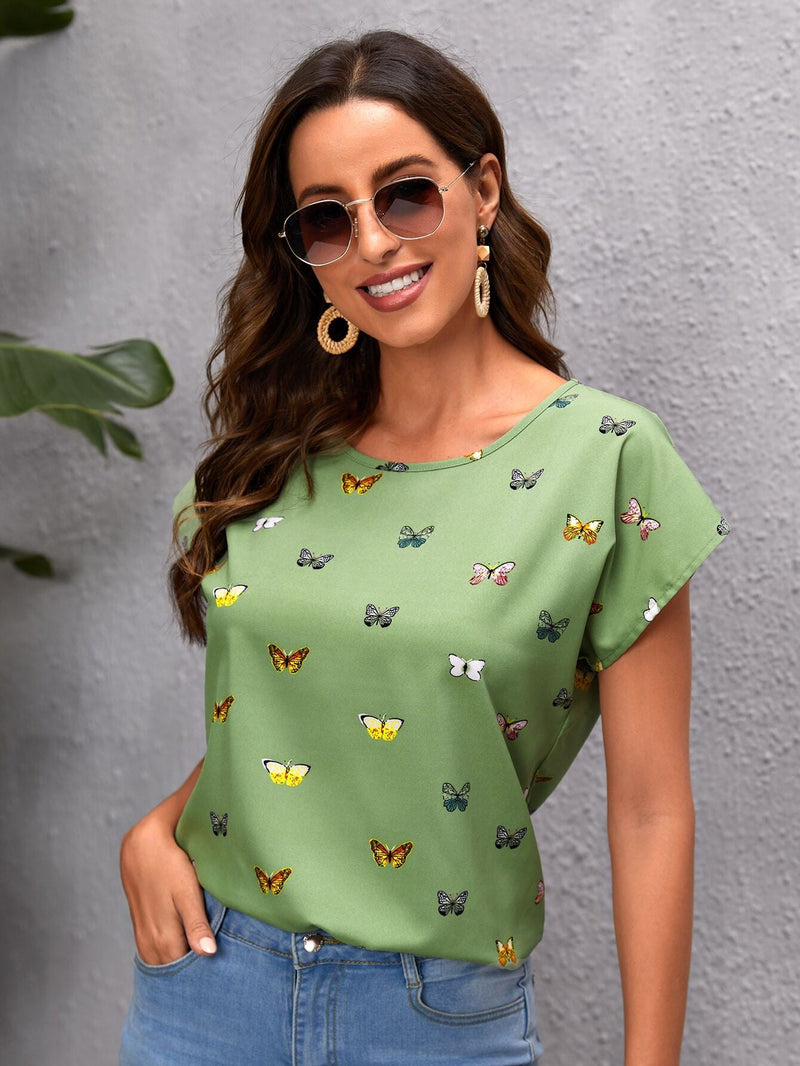 LUNE Top con estampado de mariposa