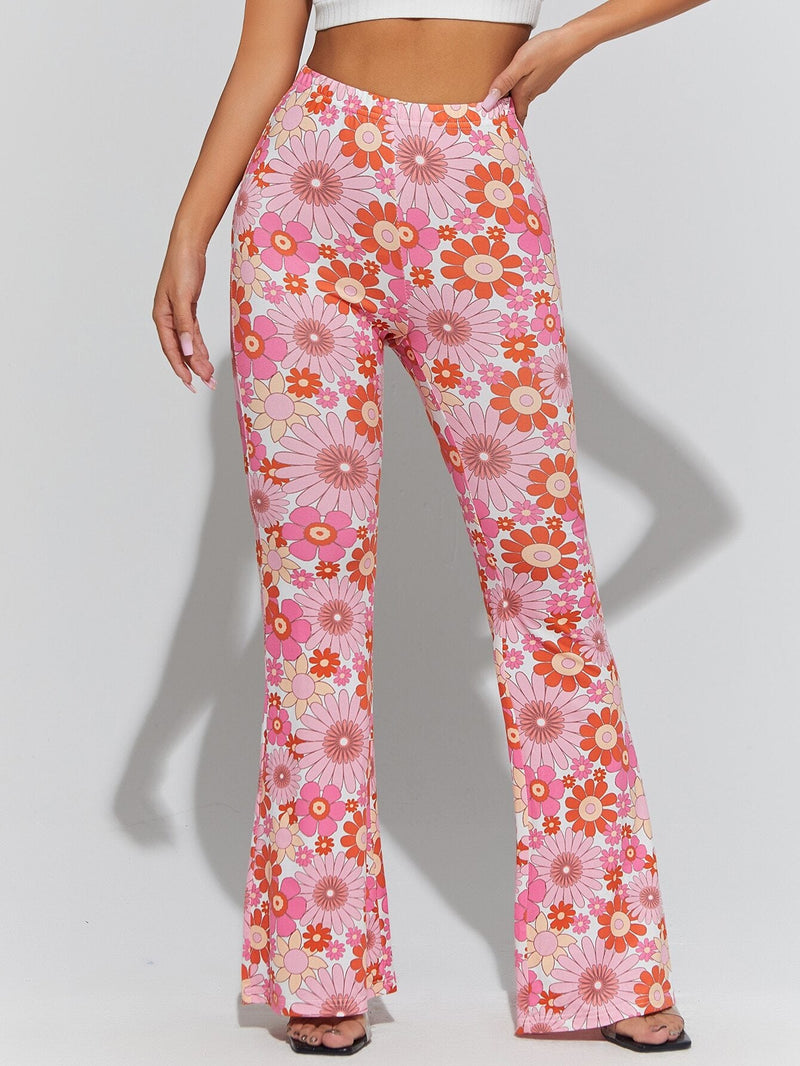 PETITE Pantalones acampanados con estampado floral de talle alto