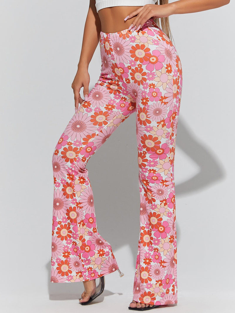 PETITE Pantalones acampanados con estampado floral de talle alto