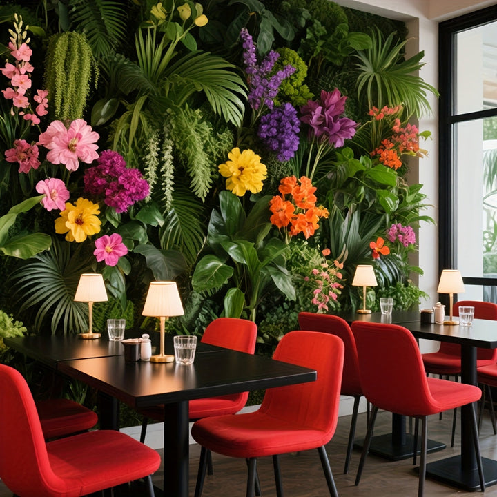 Paneles de Pared Verde Artificial, Decoración para el Hogar con Plantas Artificiales, Juego de Combinación de Plantas Falsas al Aire Libre - Diseño Tropical Ideal para Fondos Fotográficos y Banderines de Fiesta, Estilo Valla de Madera Interior/Exterior -