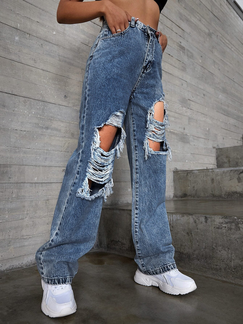 ICON Jeans rotos de talle alto