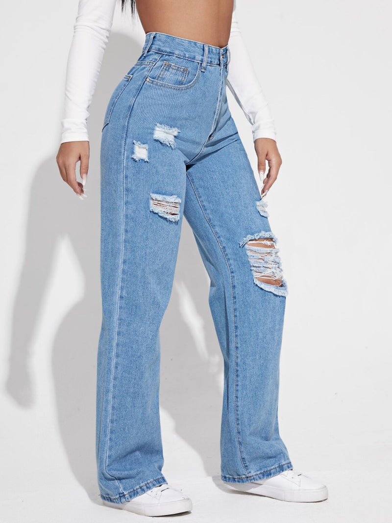 EZwear Jeans rotos de talle alto