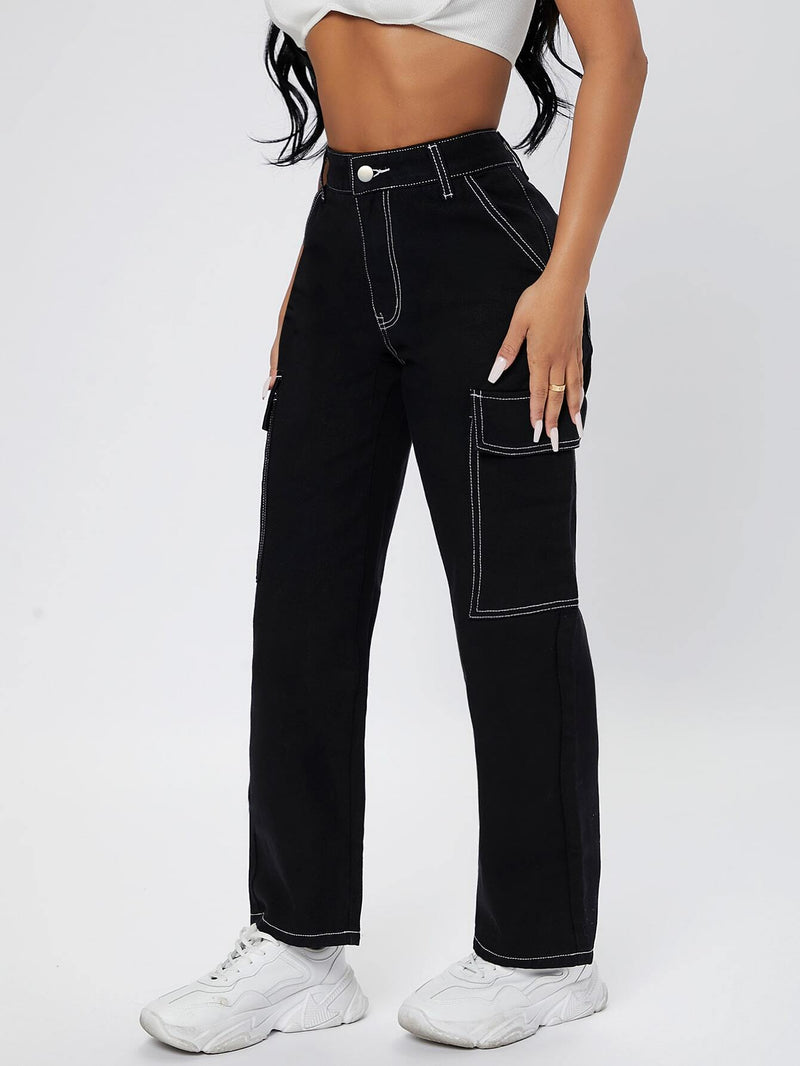 PETITE Jeans cargo de talle alto de pierna recta