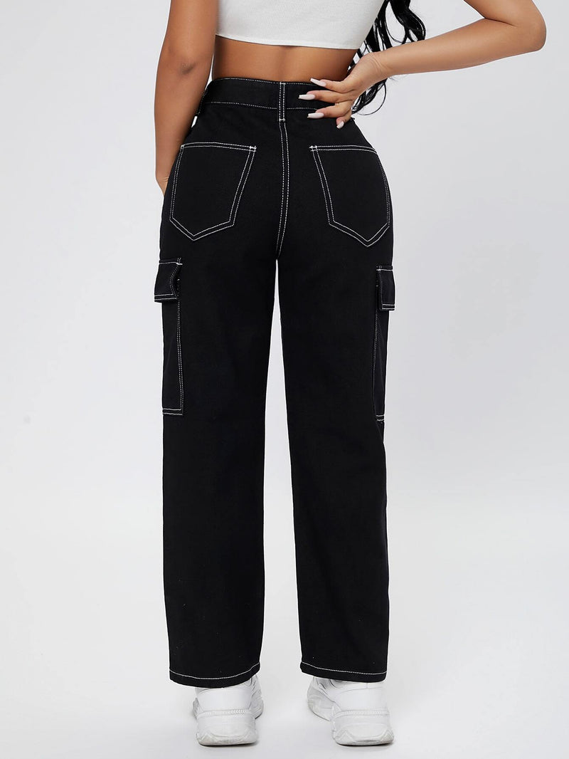 PETITE Jeans cargo de talle alto de pierna recta