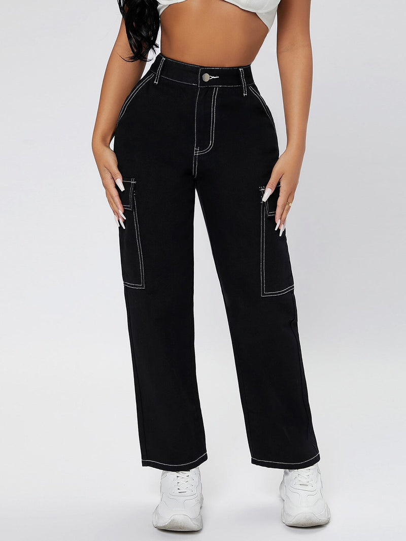 PETITE Jeans cargo de talle alto de pierna recta