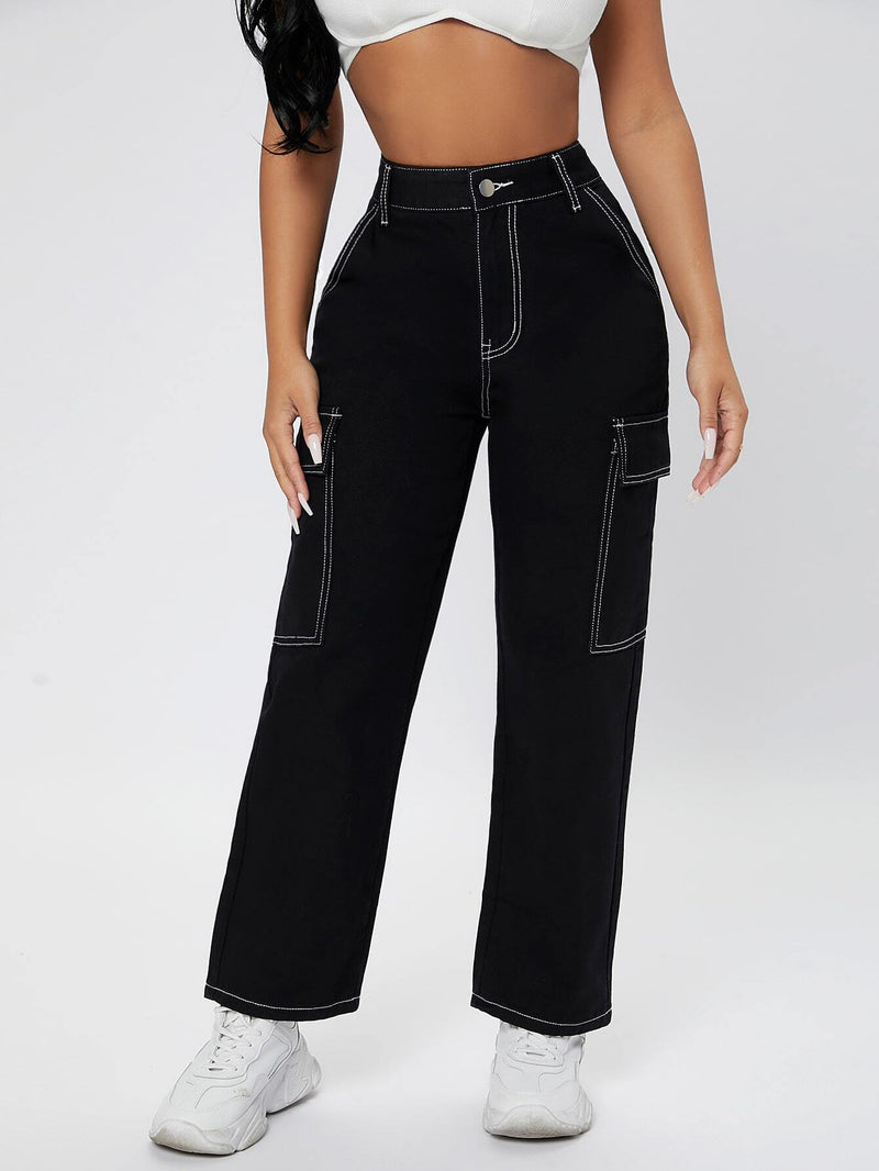 PETITE Jeans cargo de talle alto de pierna recta