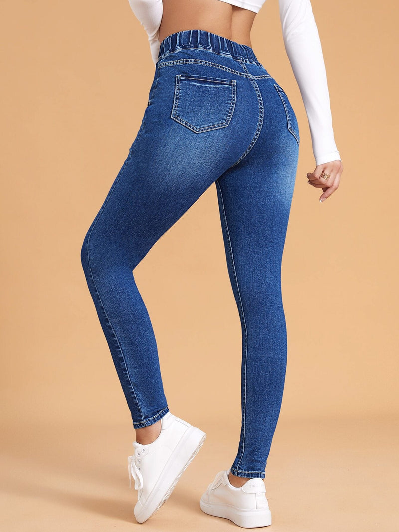 Essnce Jeans ajustados de cintura con cordon