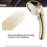 Rociador Dorado TATUKIKO de 3 Modos - Sistema de Ducha de Alta Presión con Cartucho ABS, Accesorio de Baño de Lujo Fácil Instalación para una Experiencia Relajante como en un Spa, Accesorios para Ducha