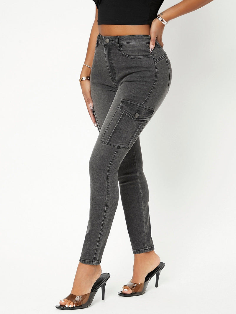 SXY Jeans ajustados con bolsillo con solapa