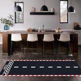 1pc Alfombra de Pista a Cuadros en Blanco y Negro, 60*250cm - Runner Deportivo de Poliéster con Diseño "START", Ideal para Fiestas Temáticas de Carreras y Decoraciones de Cumpleaños