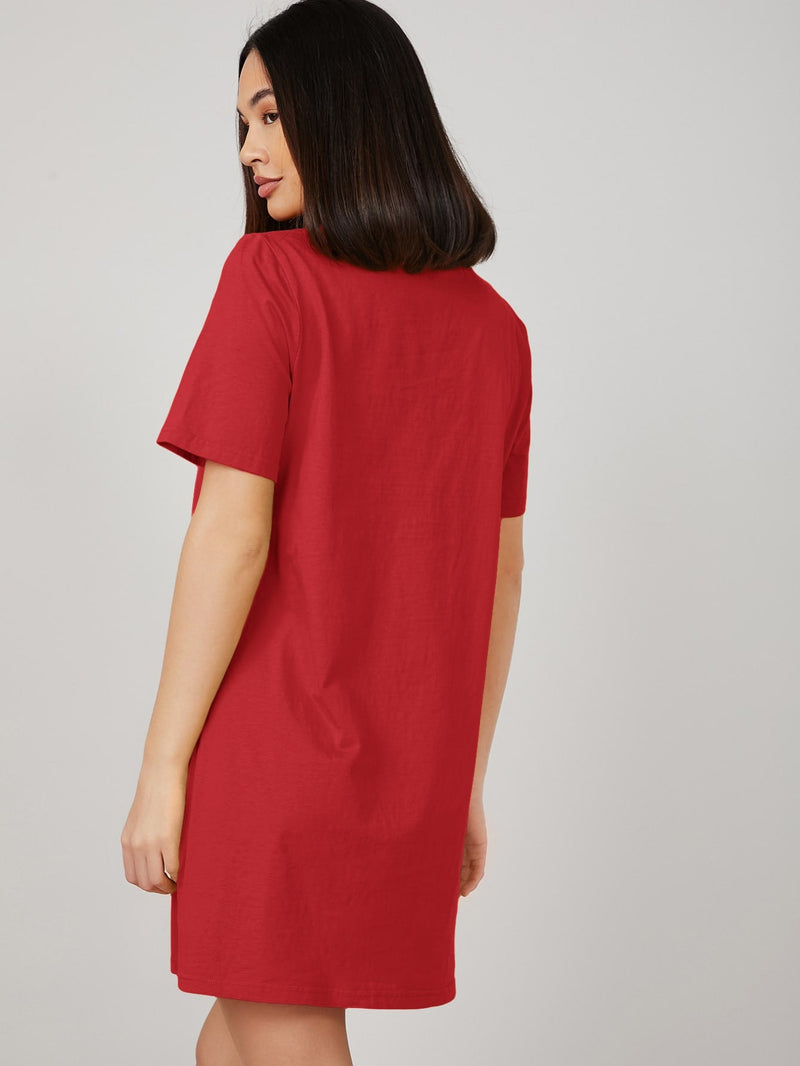 BASICS Vestido camiseta unicolor de 100% algodon