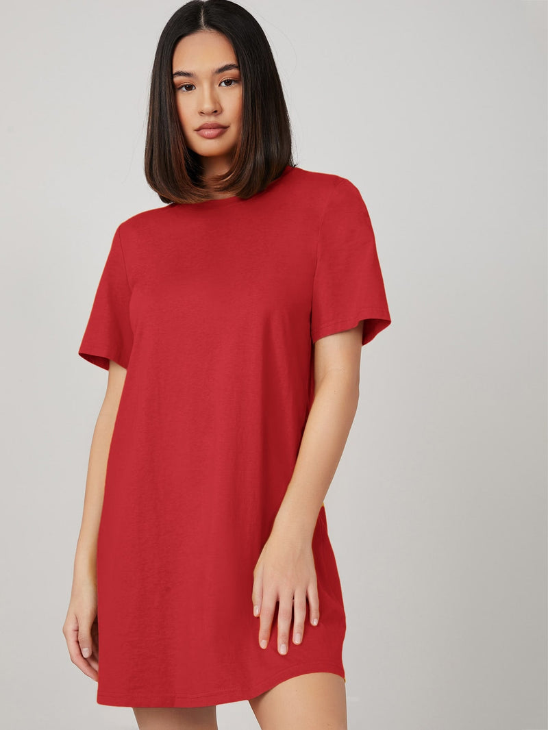 BASICS Vestido camiseta unicolor de 100% algodon