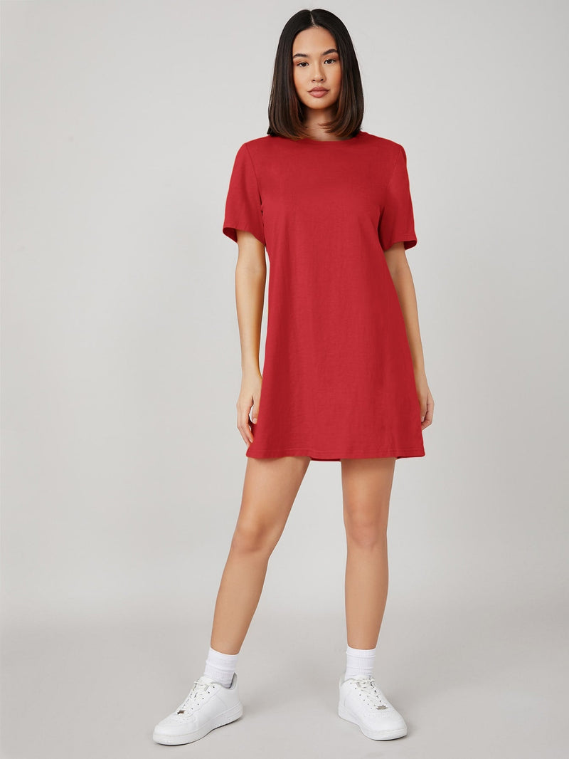 BASICS Vestido camiseta unicolor de 100% algodon