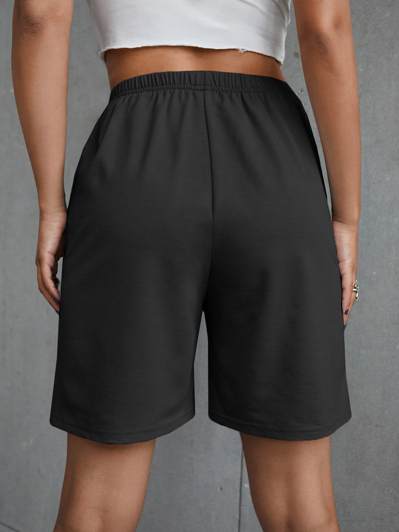 EZwear Shorts con estampado de letra con cordon delantero