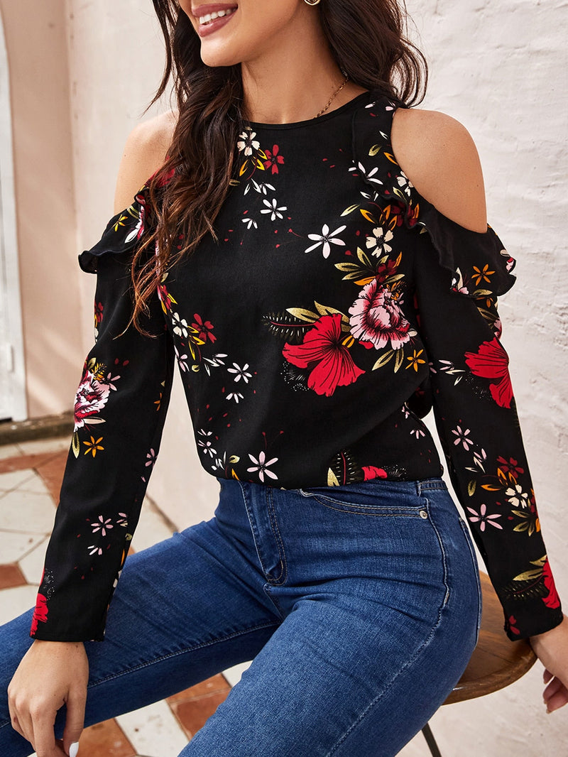 Clasi Top de hombros descubiertos con estampado floral