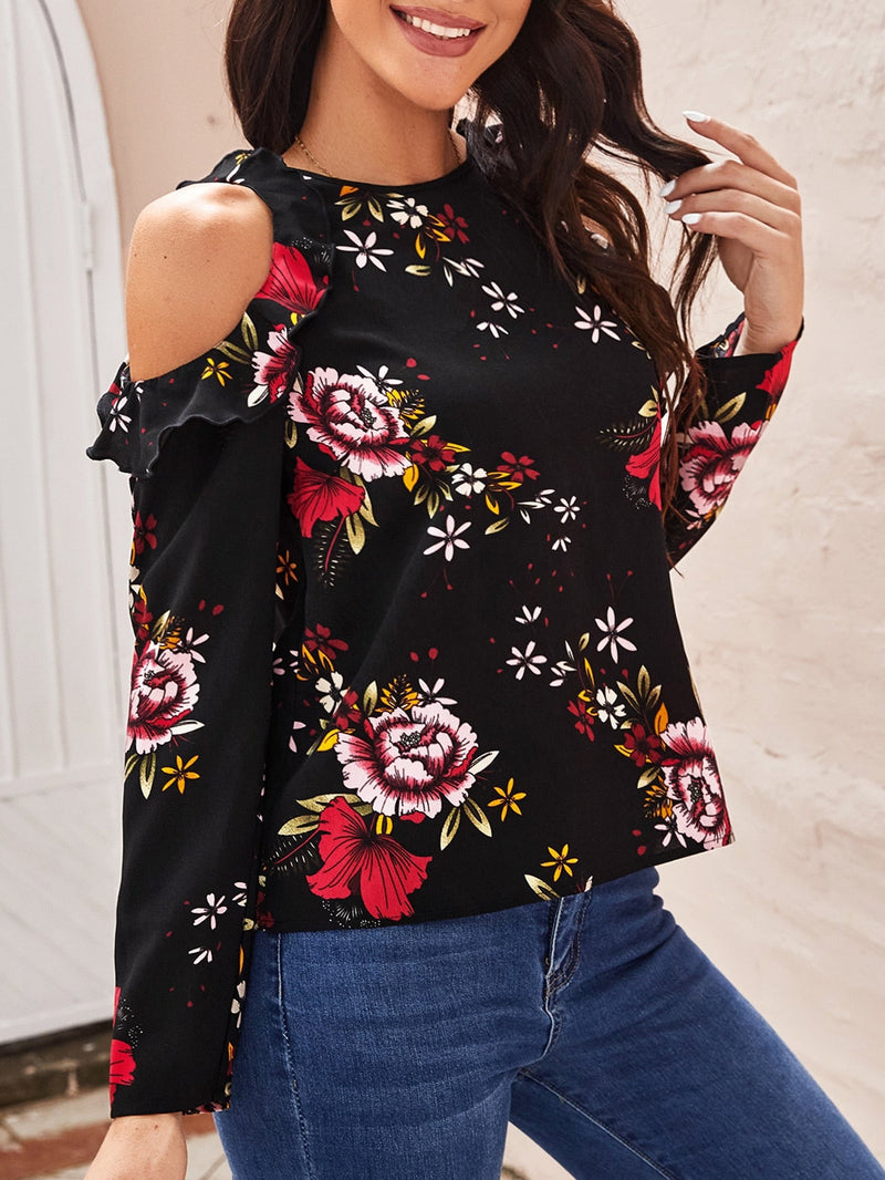 Clasi Top de hombros descubiertos con estampado floral