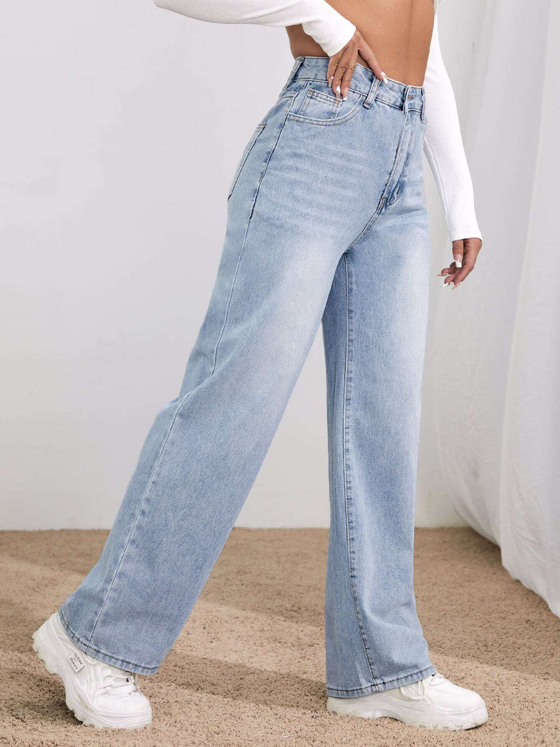 Essnce Jeans de talle alto de pierna ancha