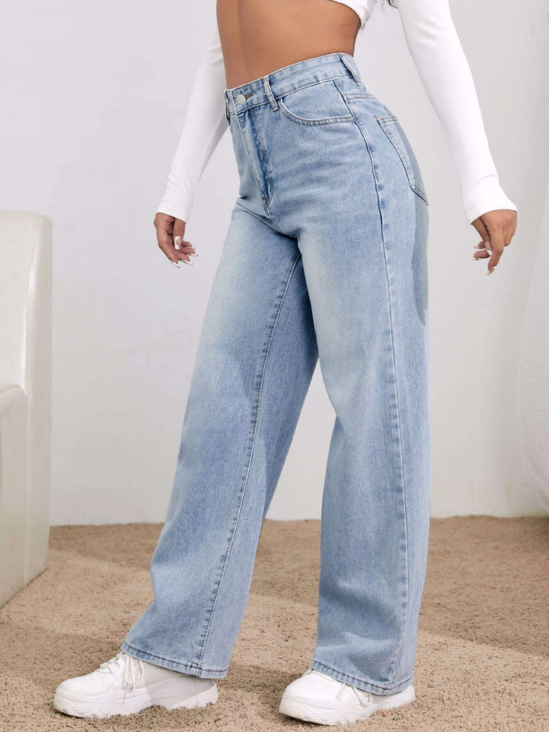 Essnce Jeans de talle alto de pierna ancha