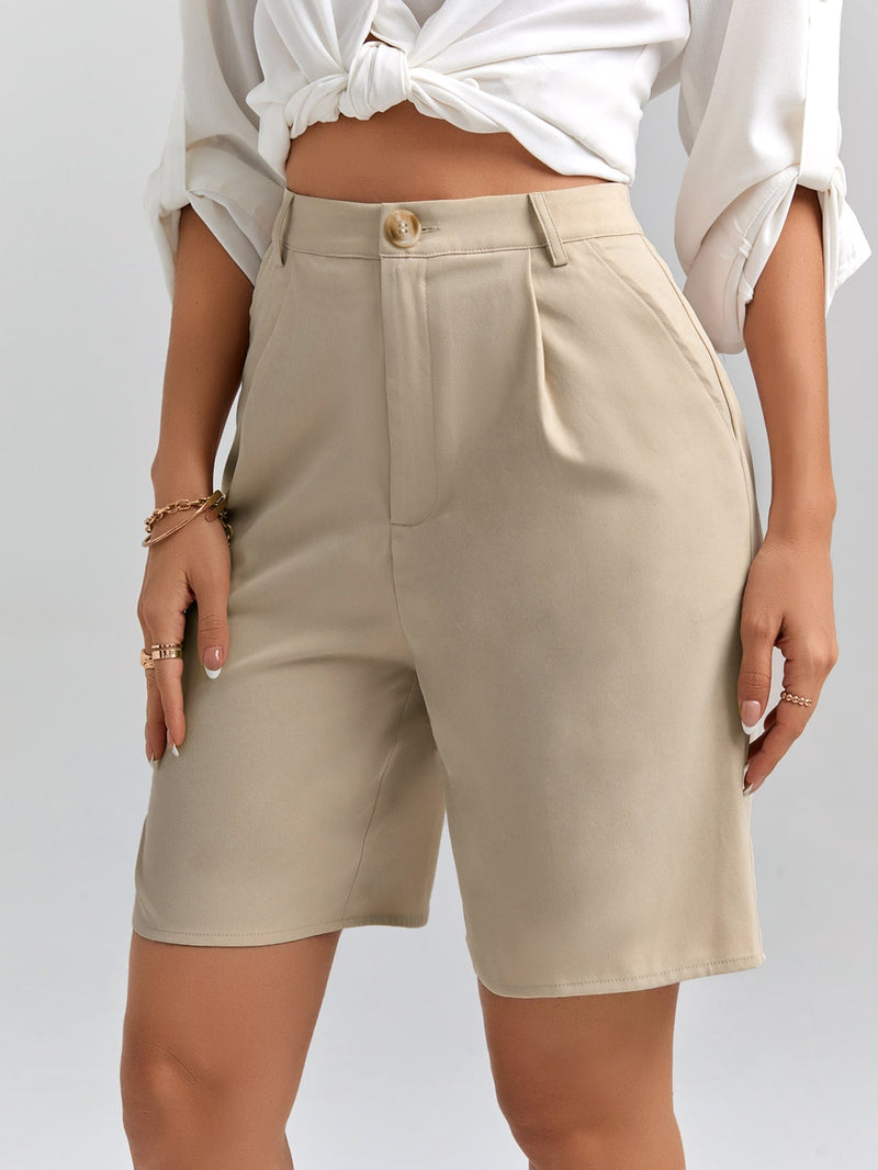 Clasi Shorts bermudas mom de cintura alta con detalles plisados