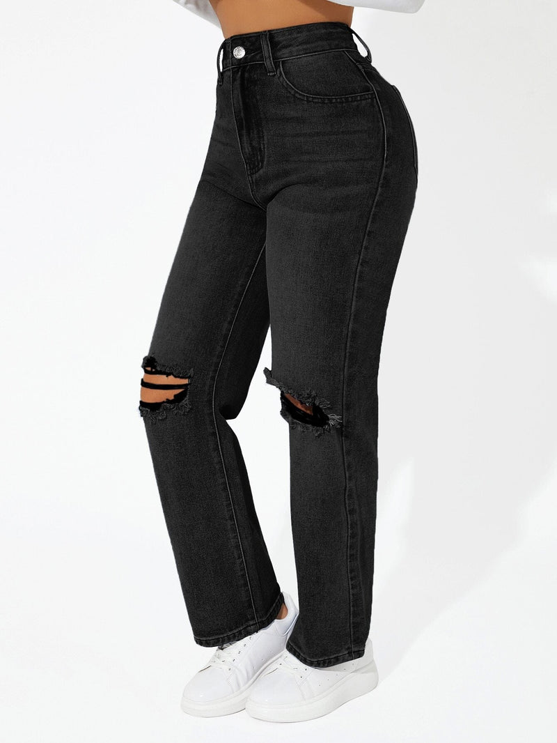 PETITE Jeans rotos de talle alto