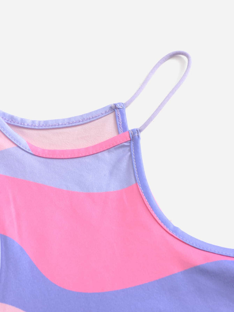 EZwear Crop Top Sexy De Verano Con Cuello Asimetrico Y Estampado Grafico Irregular En Color Dopamina Para Salir