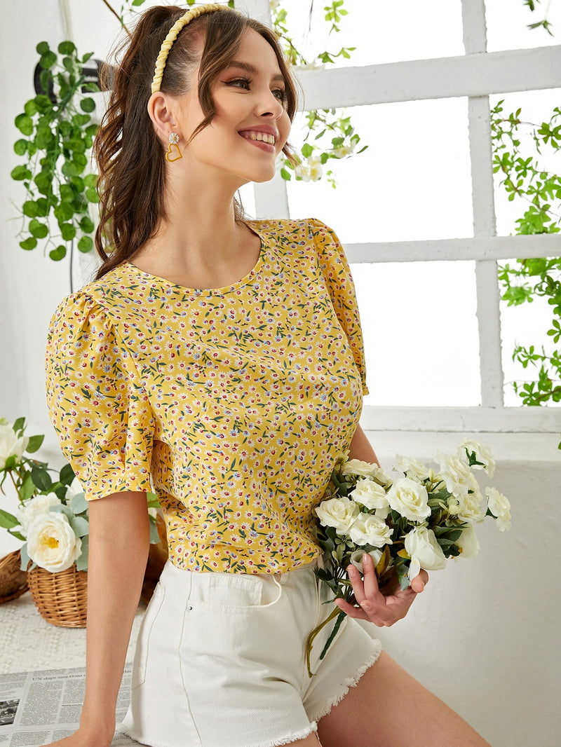 Clasi Top floral de manga farol