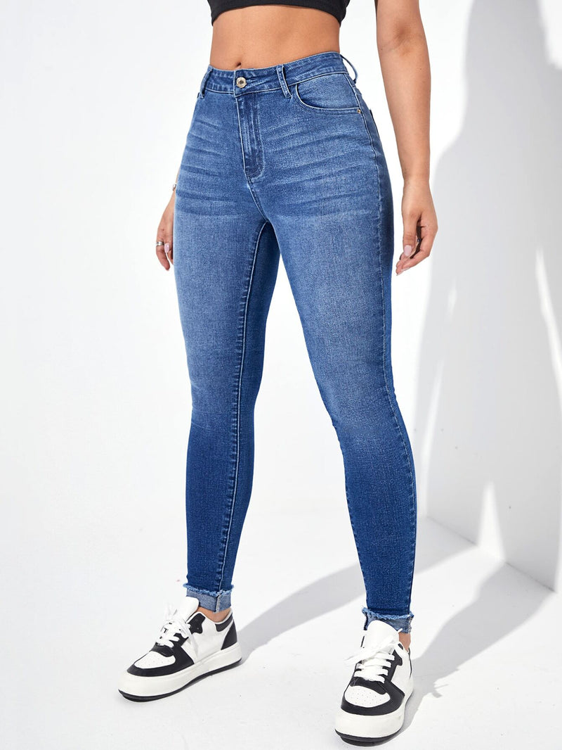 EZwear Jeans ajustados ribete sin dobladillo