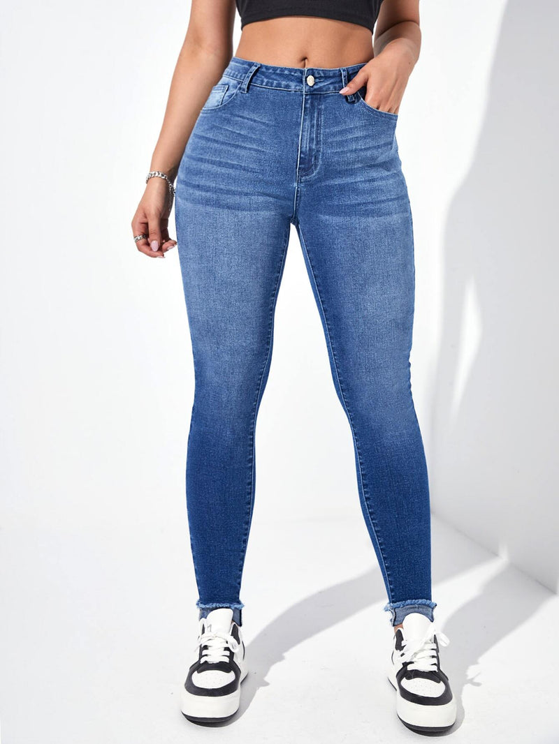 EZwear Jeans ajustados ribete sin dobladillo