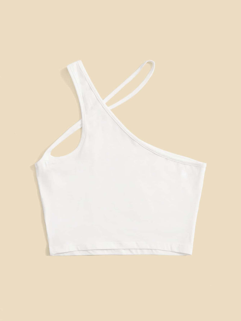 EZwear Top de cuello asimetrico unicolor