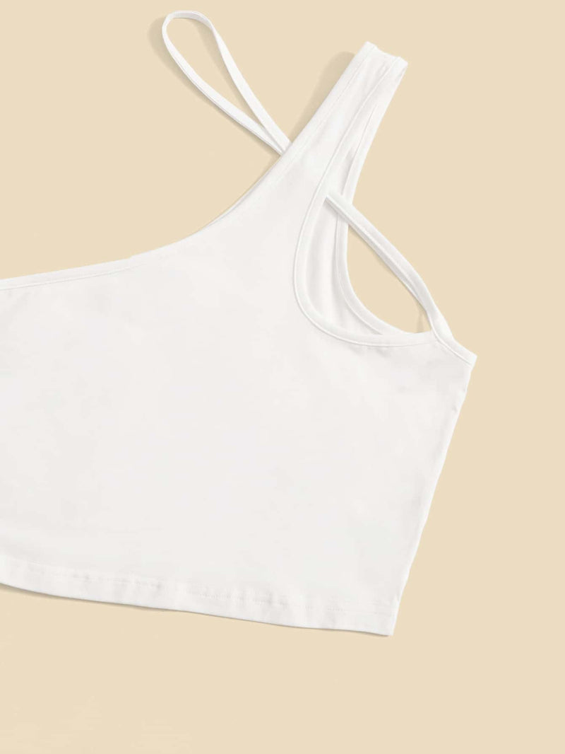 EZwear Top de cuello asimetrico unicolor