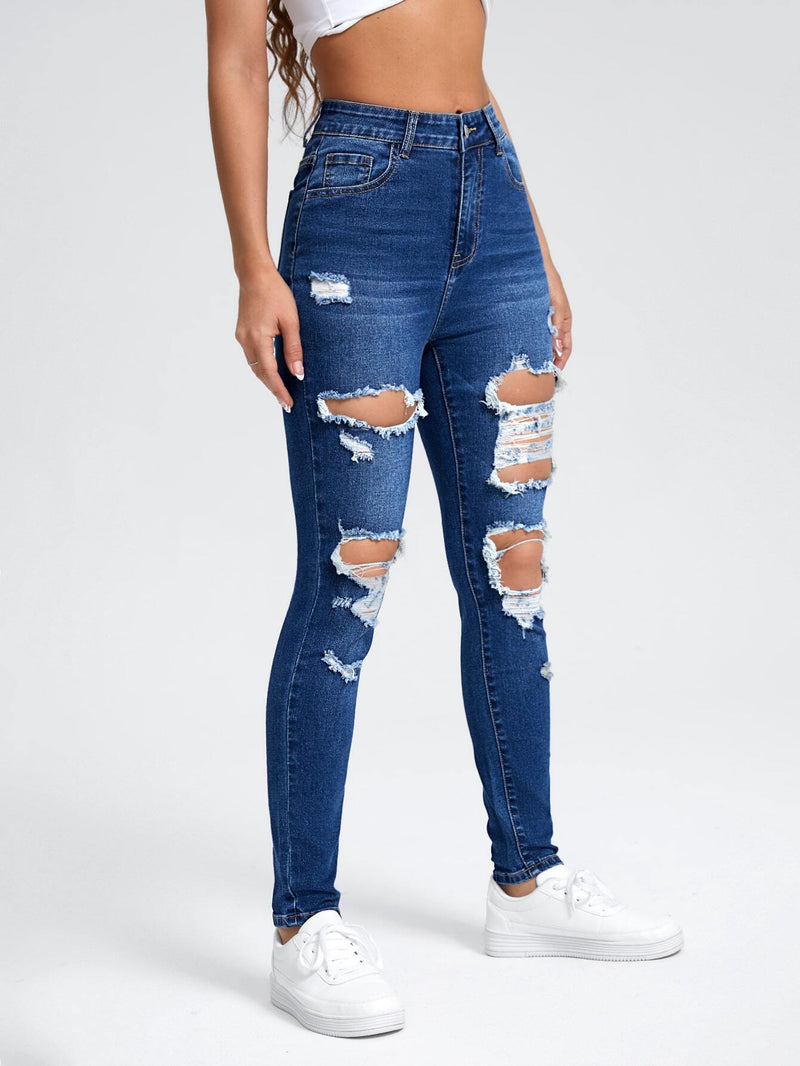 EZwear Jeans ajustados desgarro con abertura