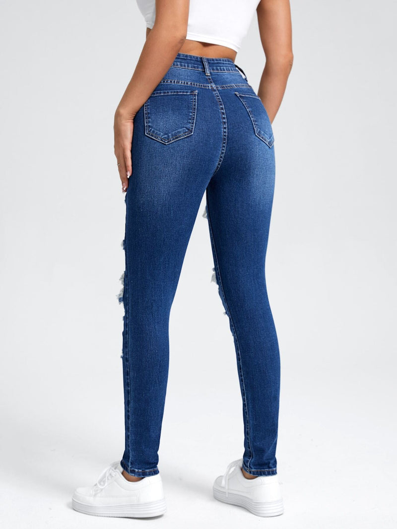 EZwear Jeans ajustados desgarro con abertura