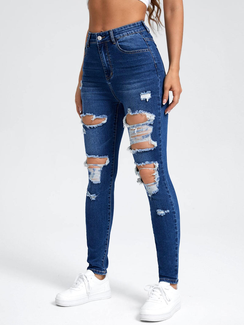 EZwear Jeans ajustados desgarro con abertura