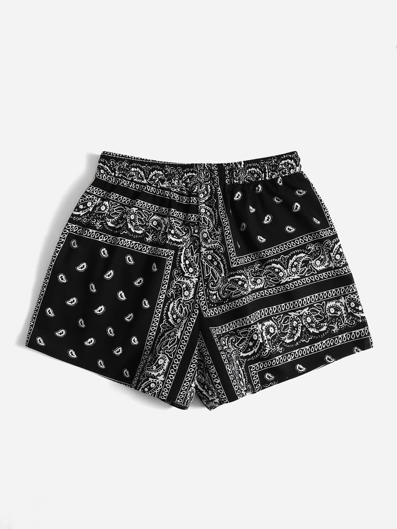 WYWH Shorts con estampado de paisley de cintura con cordon