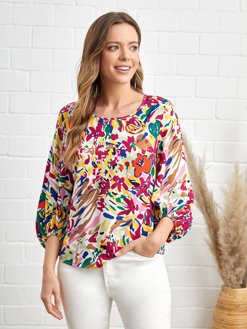 EMERY ROSE Blusa con estampado de manga farol