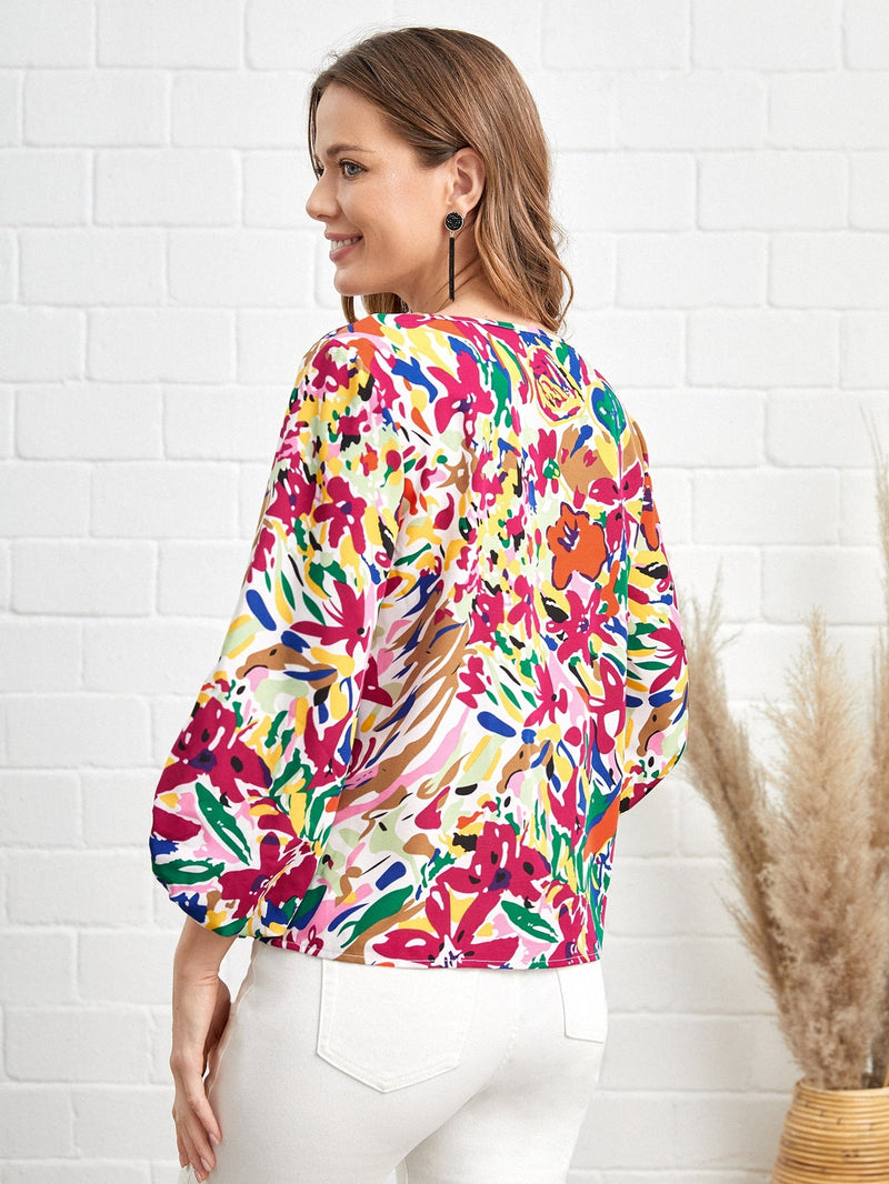 EMERY ROSE Blusa con estampado de manga farol